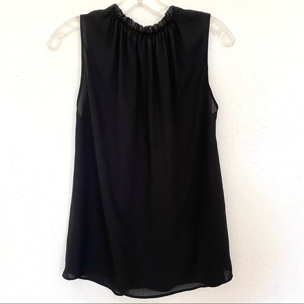 NWOT Black Ann Taylor Ruffle Neck Shell Top - Picture 3 of 8